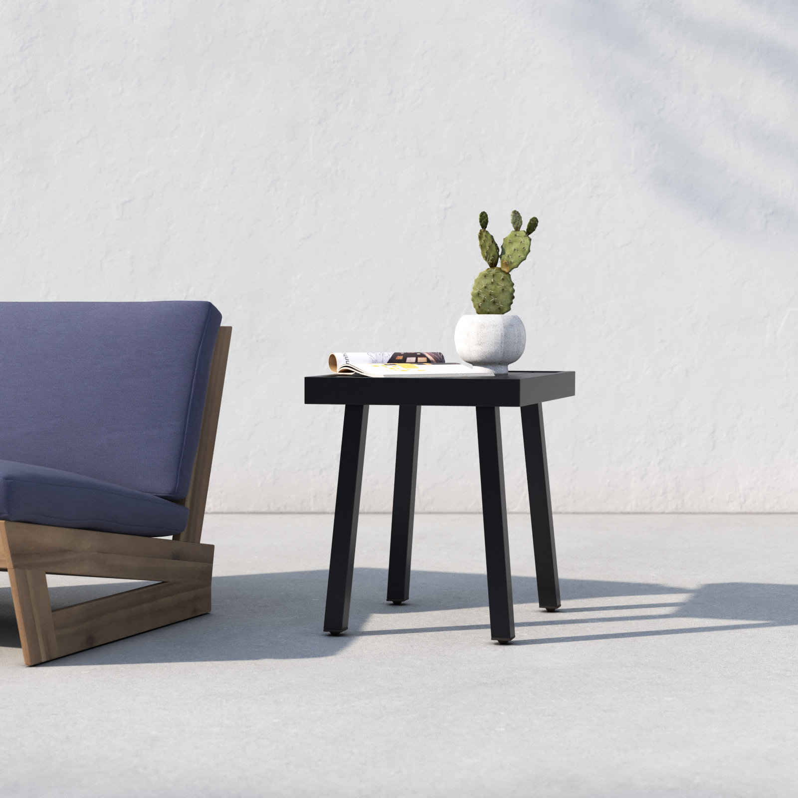 Armando Outdoor Aluminum Side Table, Black