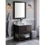 Meuble-lavabo simple de 30 po avec comptoir en marbre de Carrare, lavabo vasque en verre, miroir et quincaillerie noir mat-360565011