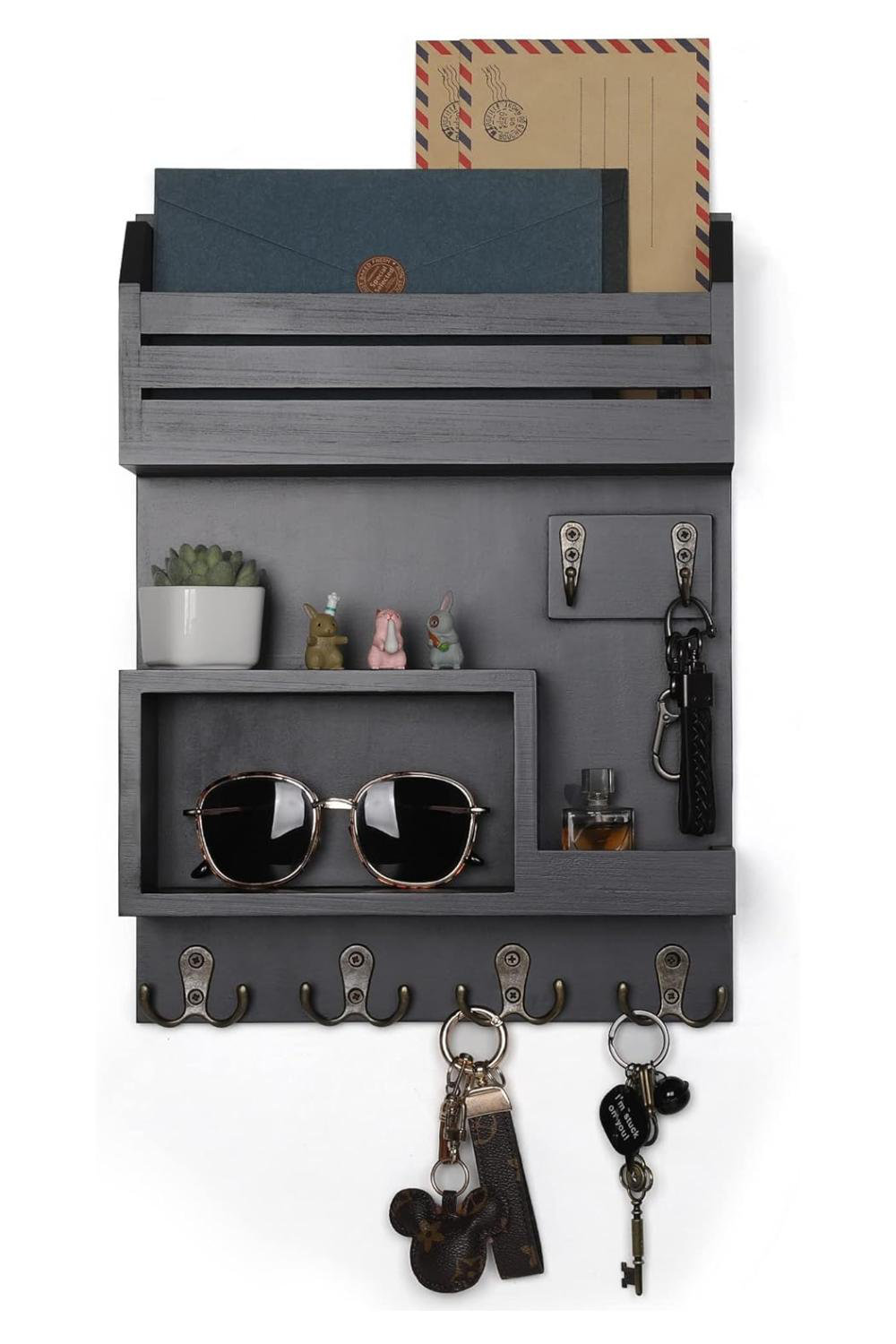 Elaine Mercure Key Holder For Wall, Wall Mounted Mail Organizer With 6 ...