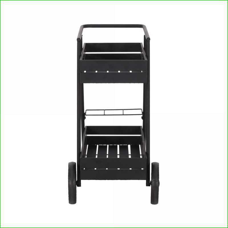 Chariot-bar moderne en fer industriel avec porte-bouteilles Roues | Noir | Fer