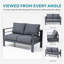 Causeuse de patio en aluminium avec table et coussins