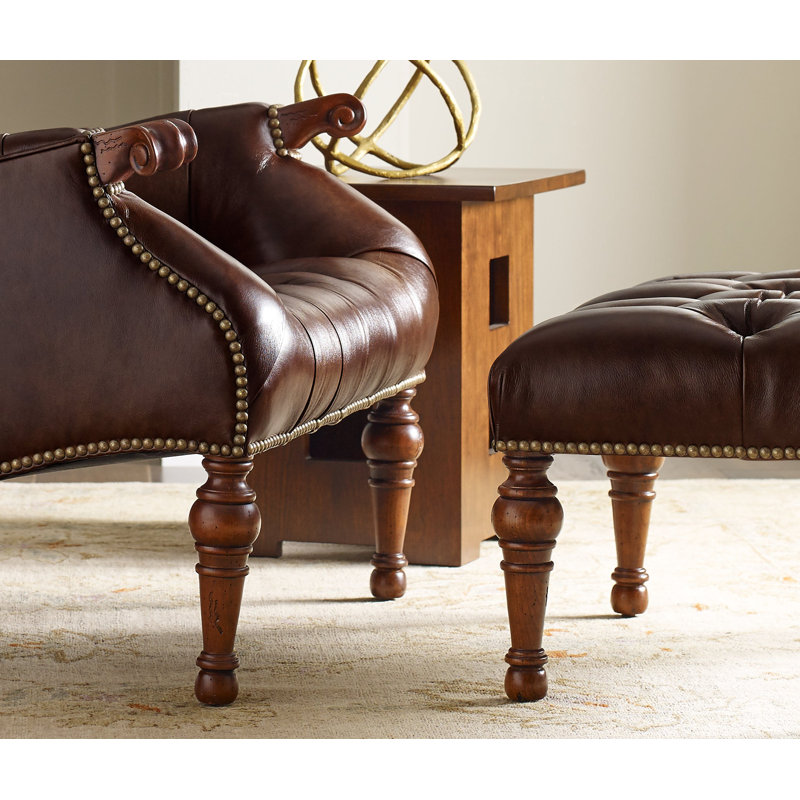 Leopold Wingback Chair, Windsor, Rialto Pecan Genuine Leather