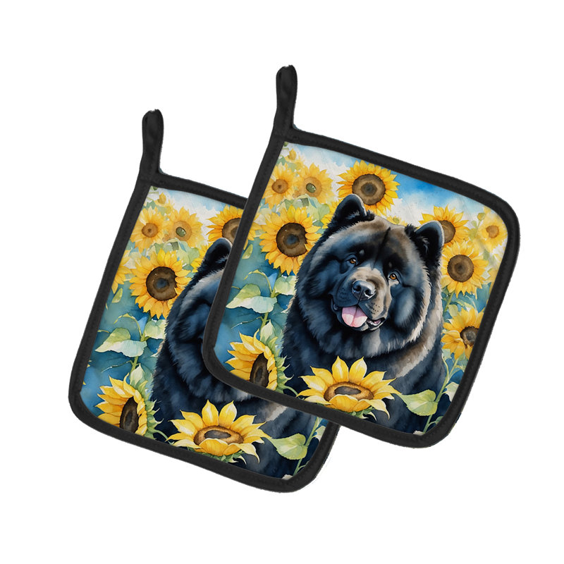 Caroline's Treasures In Sunflowers Floral Polyester Potholder Set