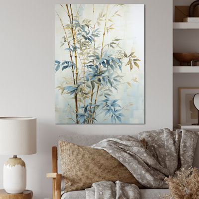 «Blue and Golden Minimalisme Bamboo», reproduction d'art sur toile_106599