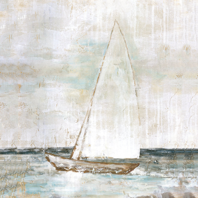 Single Textured Sailboat - Wrapped Canvas Painting, 76cm H x 76cm W x 3.8cm D