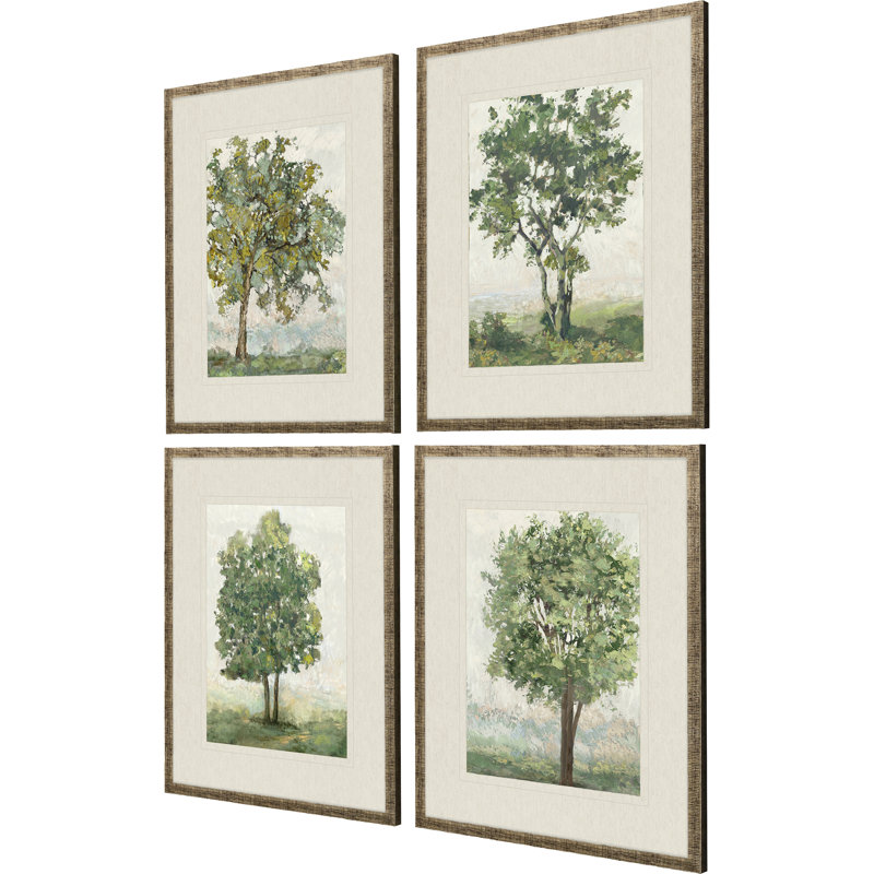 Ensemble de quatre impressions sur toile encadrées dorées