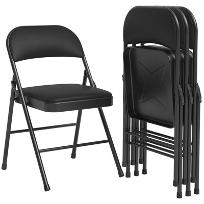 Ensemble de 4 chaises pliantes avec coussin et dossier rembourrés, chaise pliable avec structure en métal pouvant supporter jusqu'à 350 livres