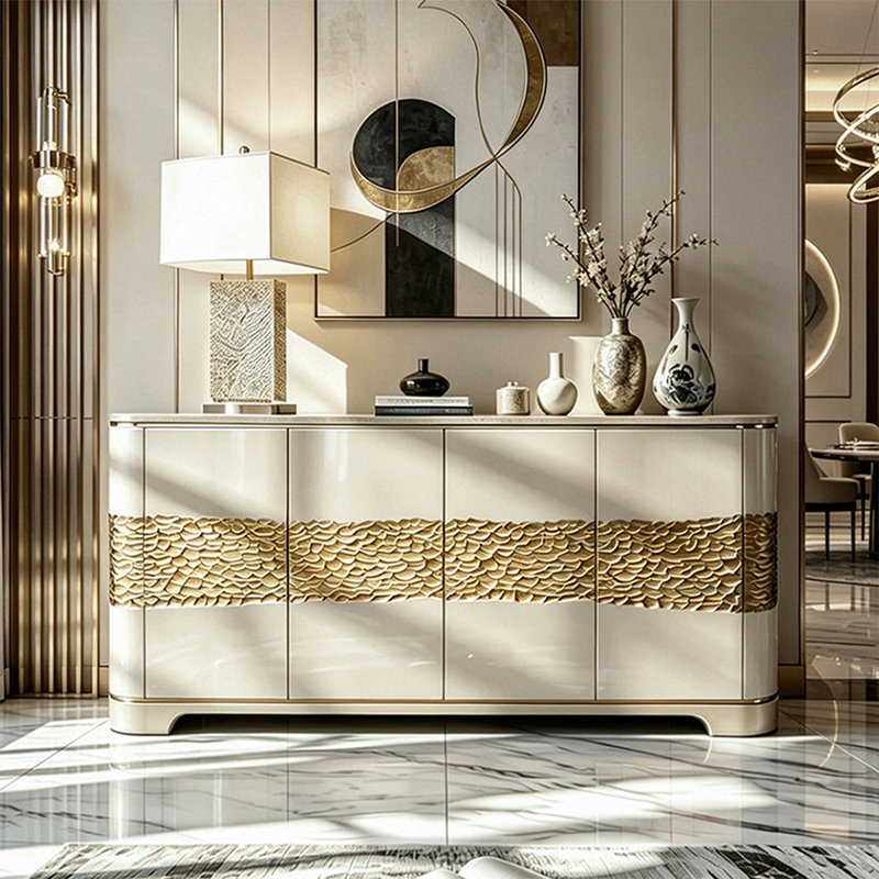 Armoire d'entrée moderne en fer martelé sculpté