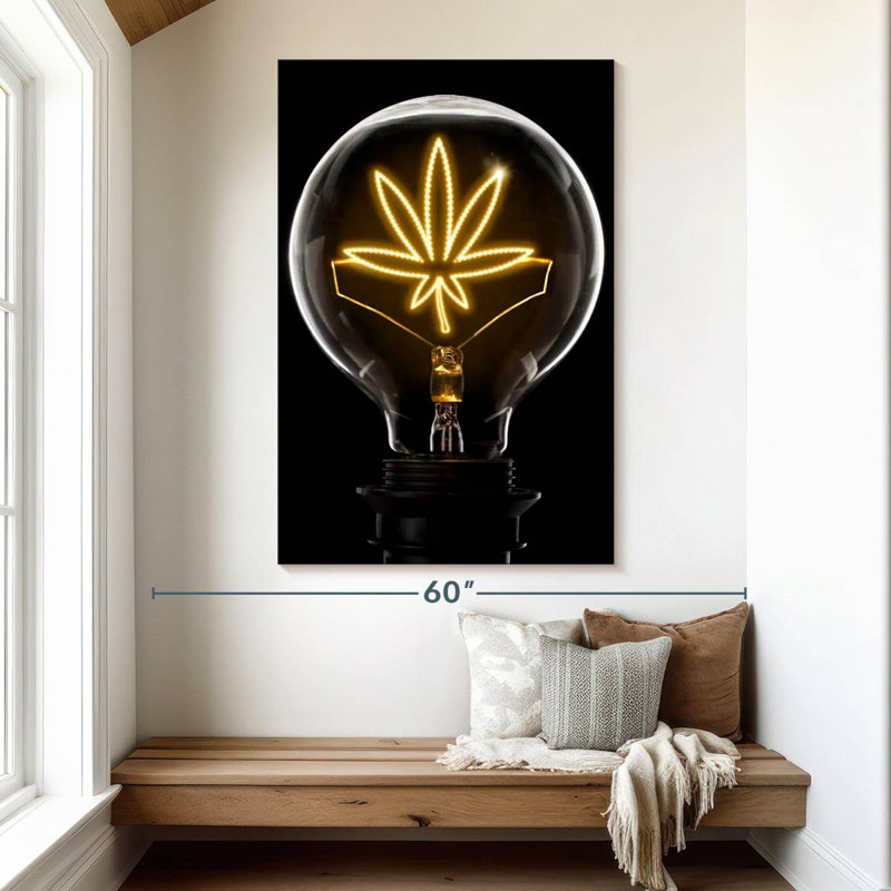 Senne Marijuana Leaf Lightbulb, 51" H x 34" W