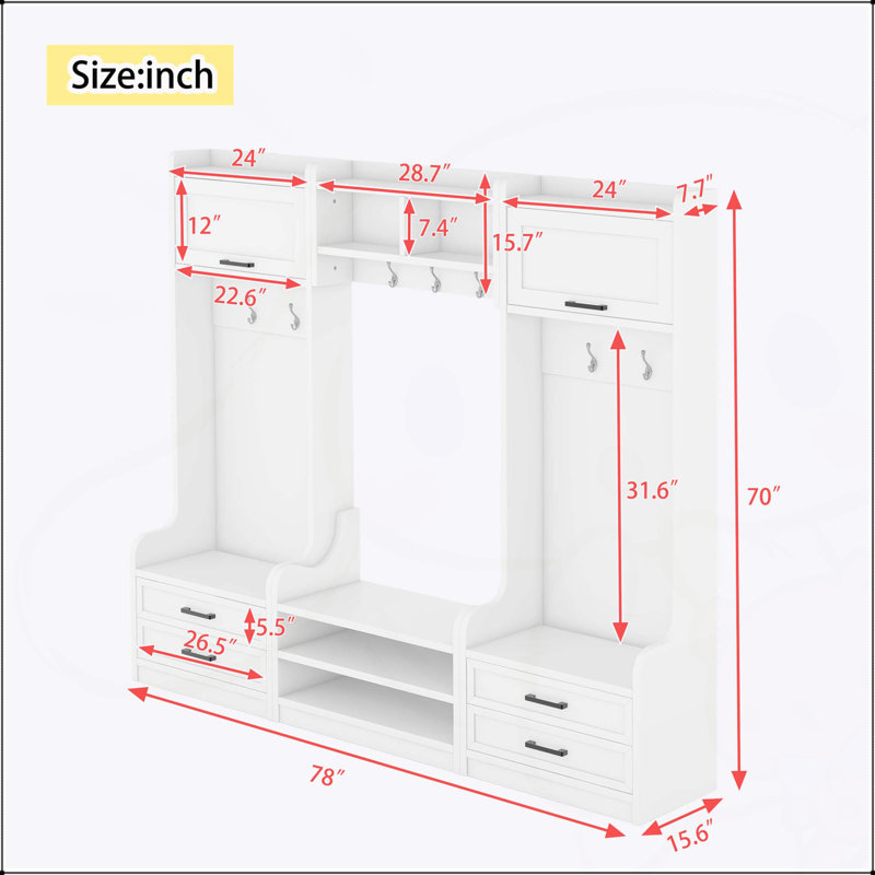 Arbre d'entrée élégant avec beaucoup de rangement et un design élégant, parfait pour organiser et décorer votre , Blanc