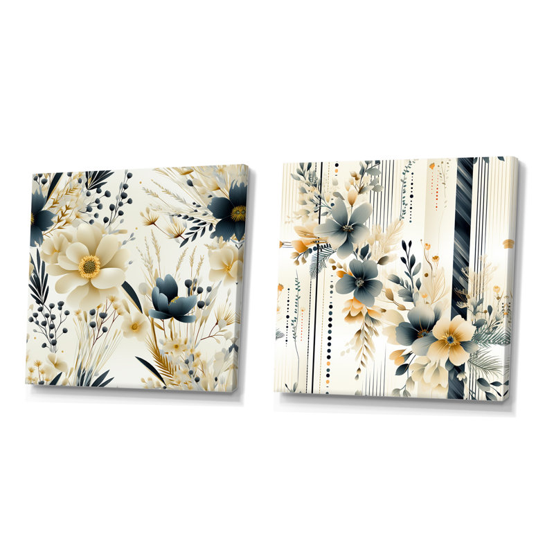 Nouvel - ensemble de 2 impressions sur toile abstraites, Toile tendue, H 30 po x l 61 po x P 1 po