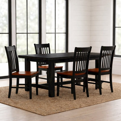Black And Cherry Dining Chairs Set Of 4, Wood Frame, Comfortable Seating, Stylish Design, Suitable For Kitchen And Dining Room