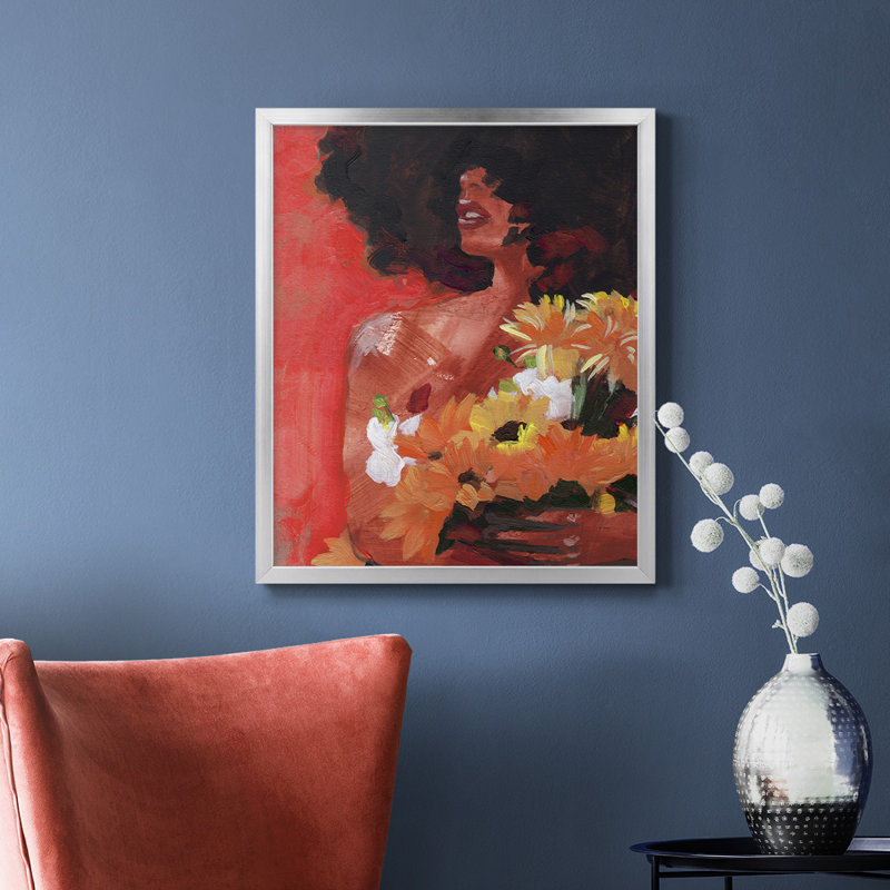 «Through the Flowers I», toile encadrée de qualité supérieure - prête à être accrochée, Argent, H 24 po x l 20 po