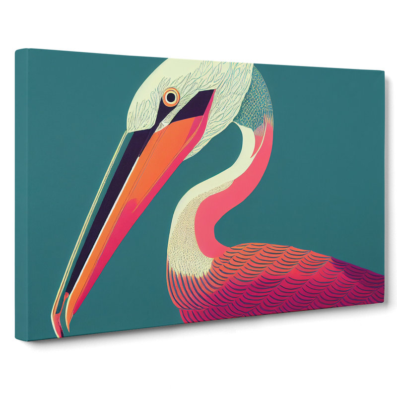 Modern Pelican Abstract - Wrapped Canvas, 50cm H x 76cm W x 3cm D