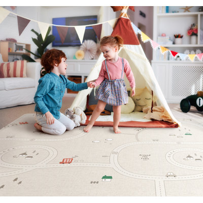 Tapis de jeu en plastique souple réversible beige