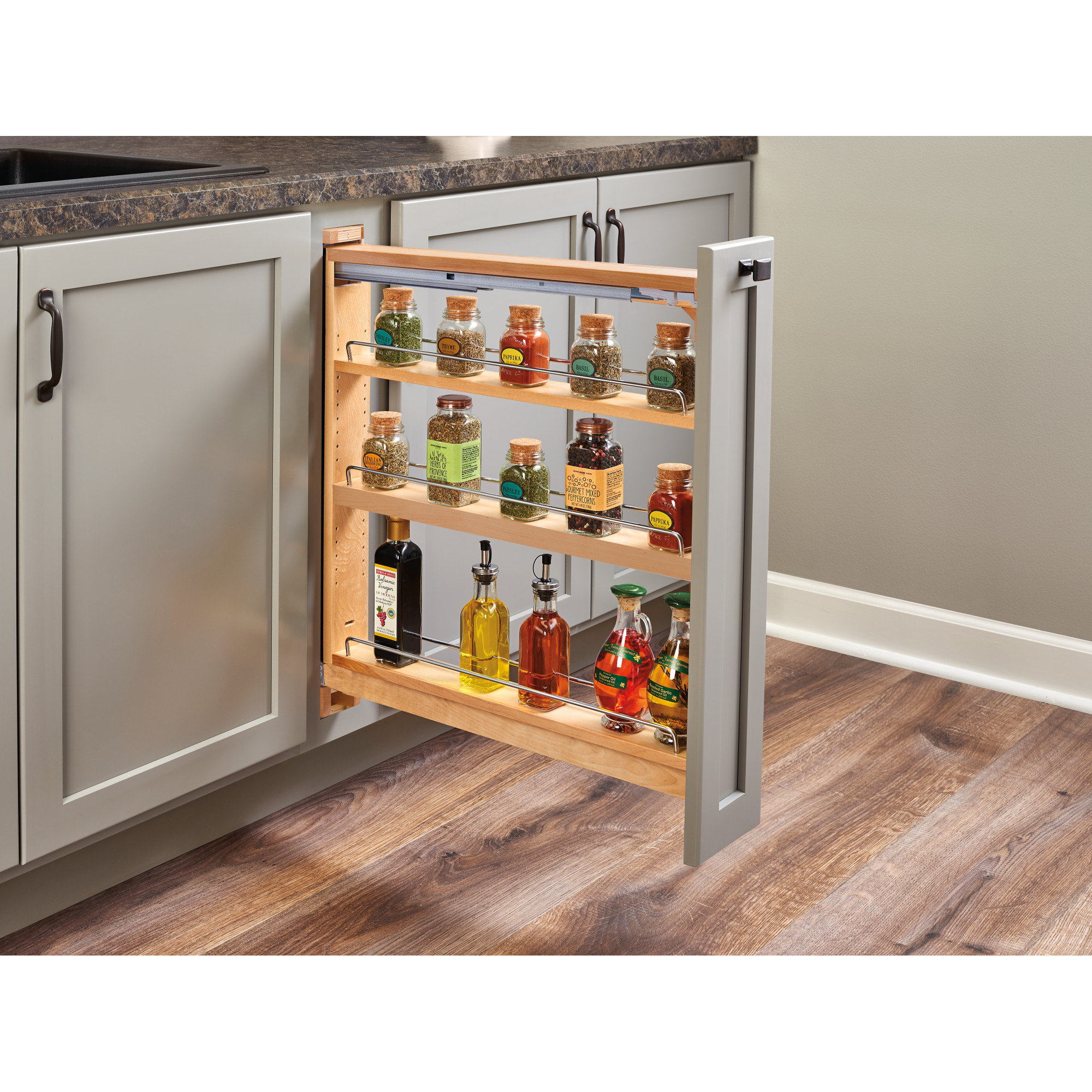 Rev-A-Shelf Wood Base Cabinet Organizer Insert with Soft Close ...