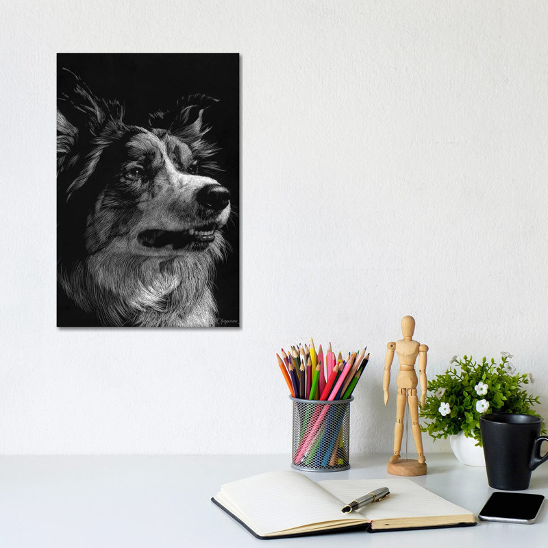 Canine Scratchboard IV by Julie T. Chapman - Wrapped Canvas Print, 20.32 cm H x 30.48 cm W