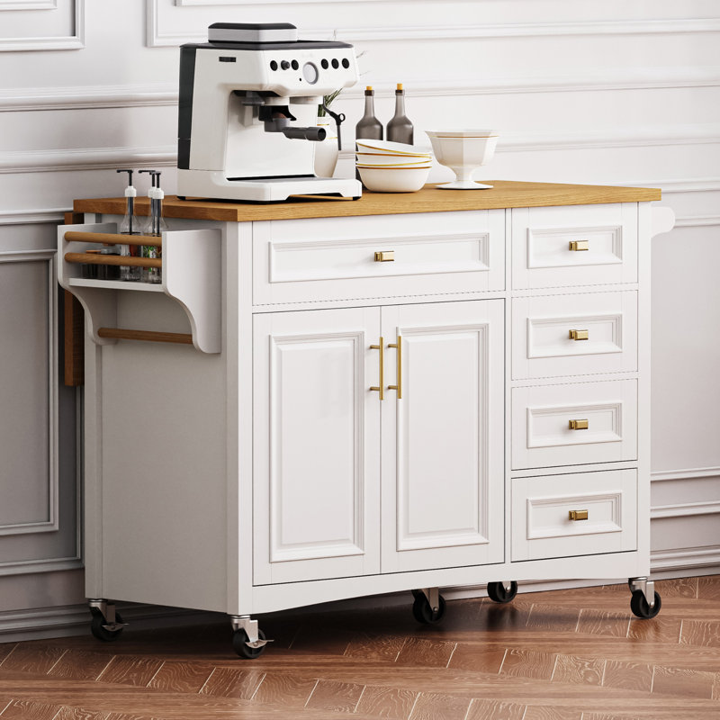 Kitchen Island With Drop Leaf, White