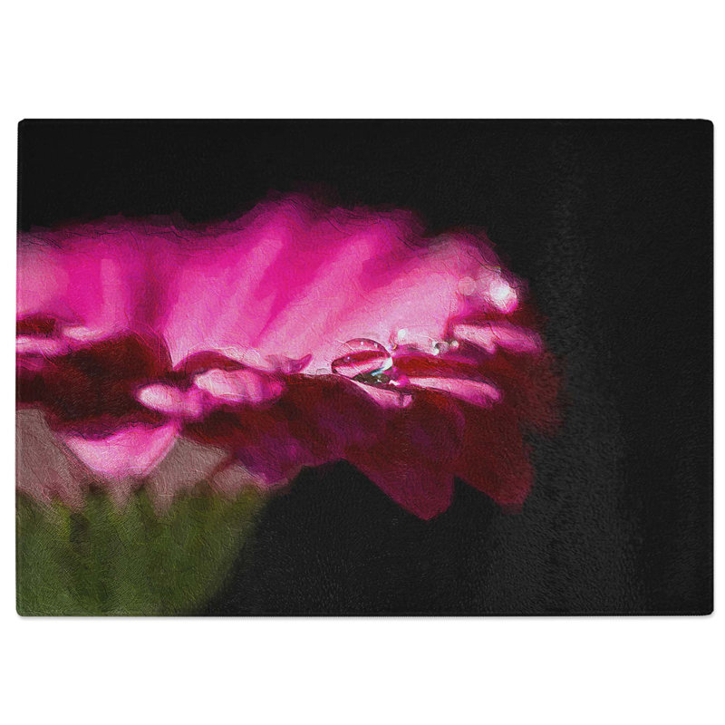Tempered Glass Gerbera Flower Chopping Board, 39 cm W x 28.5 cm L