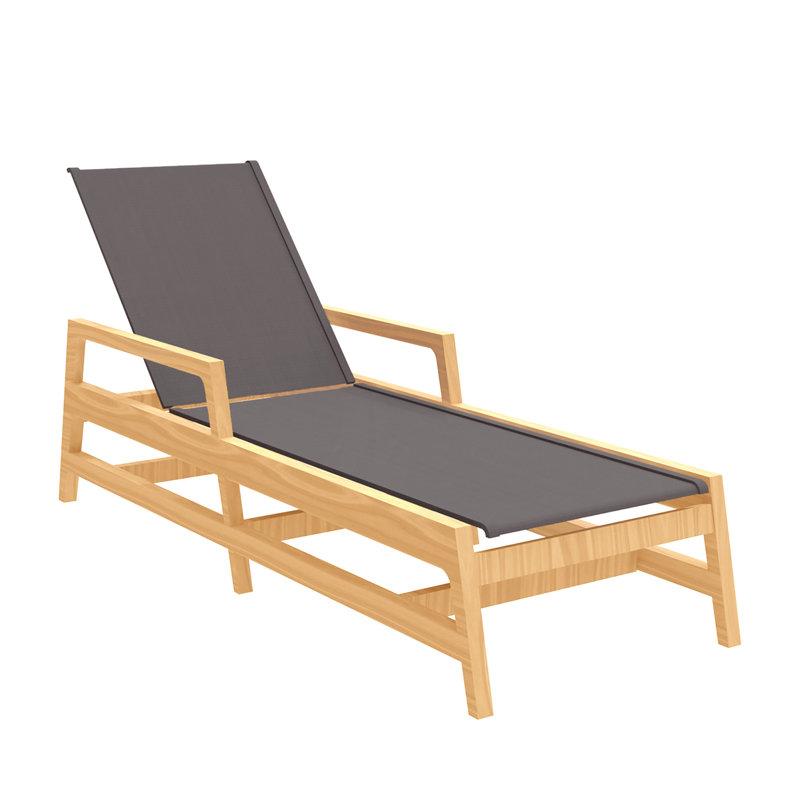 Seashore Chaise Natural Wood With Gray Sling, Brown
