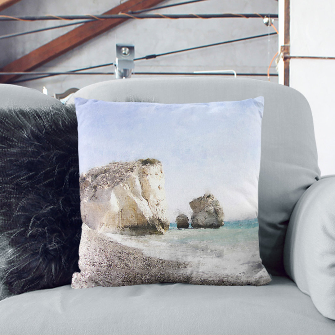 Cyprus Beach Painting Scatter Cushion