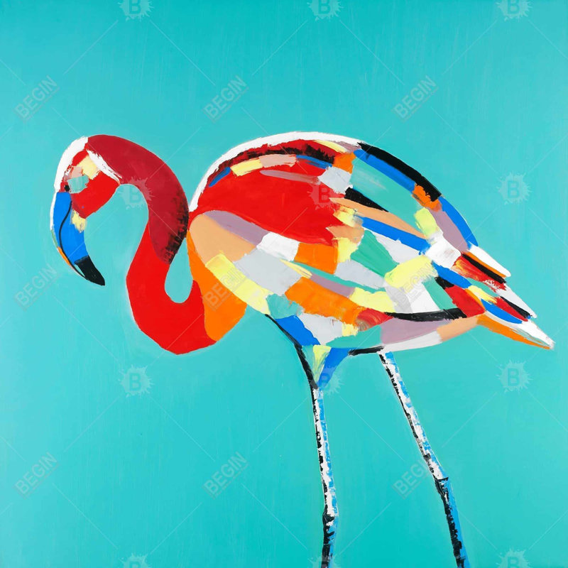 "Flamant abstrait" sur toile