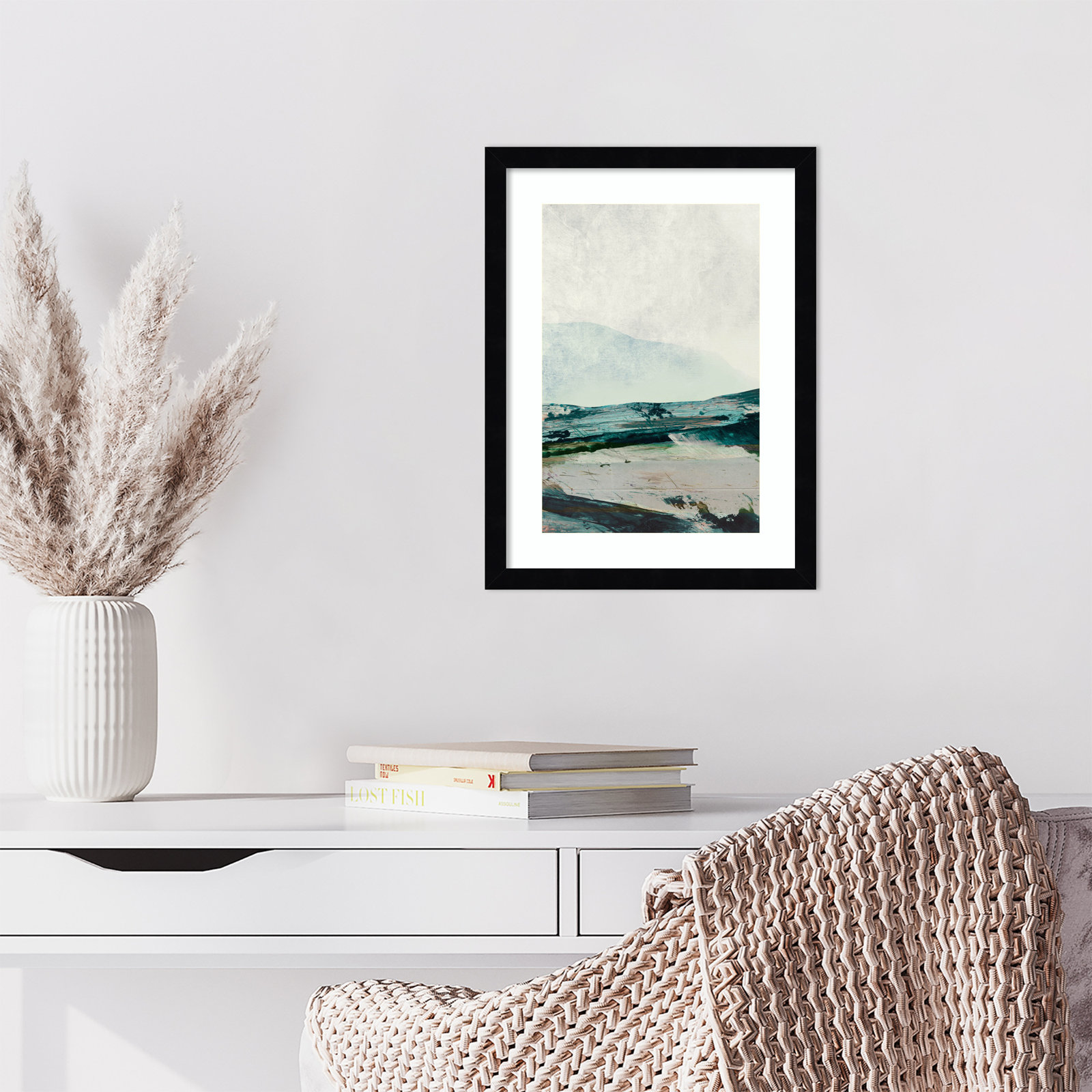 Cleve "Mountain Mists" Print by Dan Hobday, Black Framed, 17" H x 13" W