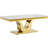 46.85" Coffee Table with White Marble Top, Modern Rectangular Faux Marble Coffee Table with Single U-shaped Stainless Steel Pedestal, Luxury Cocktail Center Table for Living Room Office-358775304