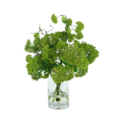Faux Snowball Hydrangea Arrangement in Vase