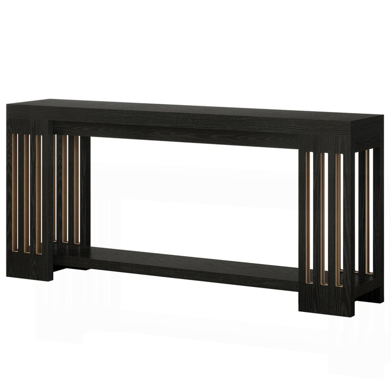 Console Table, 2-Tier Side Table,Sofa Table, Black