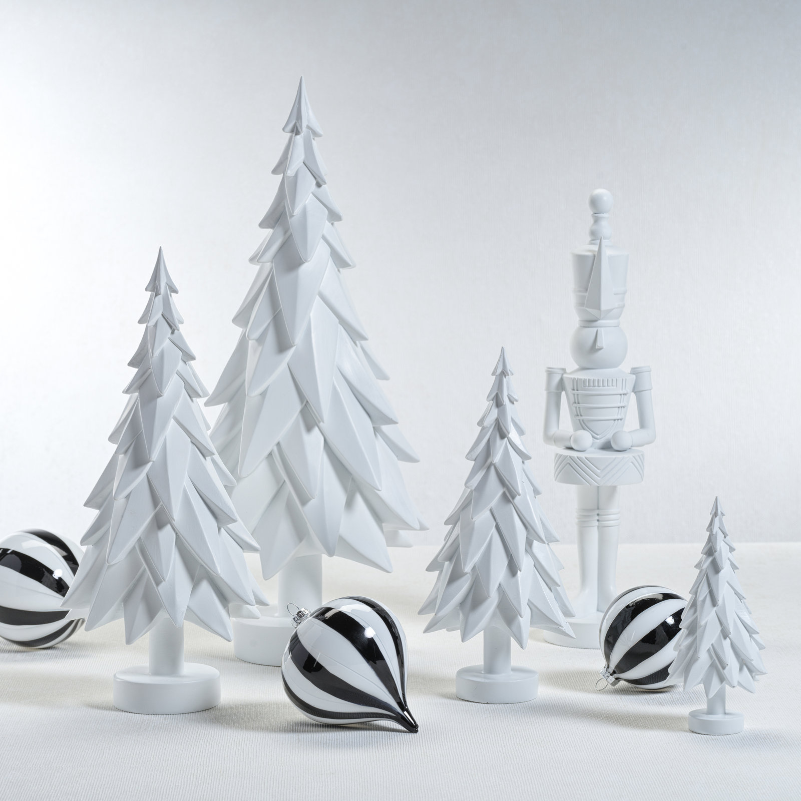 Decorative Tabletop Spruce Tree, White, 10.5" H x 4.75" W x 4.75" D