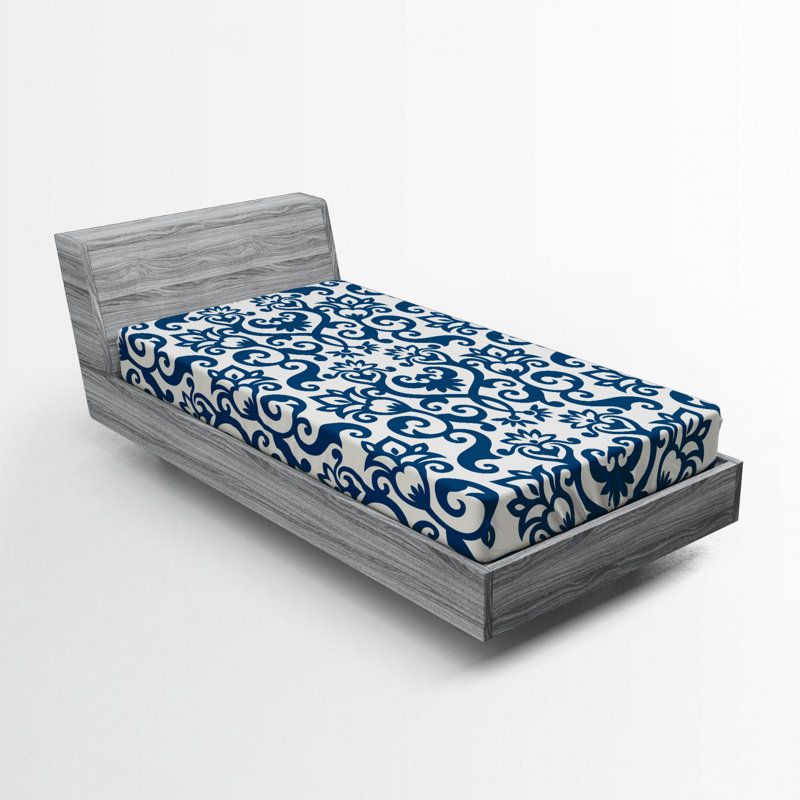 Microfiber Damask Fitted Sheet, Twin Fitted Sheet