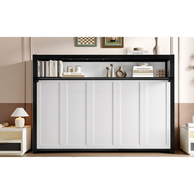 Twin Size White Metal Wall Bed With Shelves And Quiet Folding For Space In Guest Rooms Foldable Easy Assembly Space Optimization Home Offices