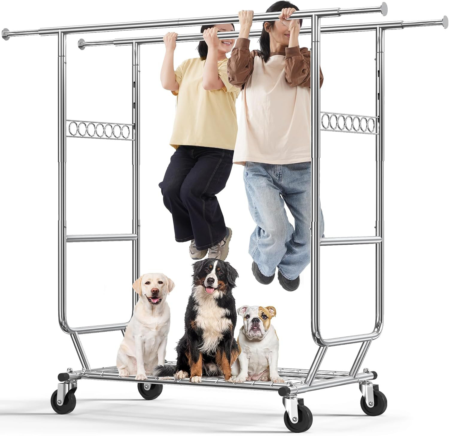 Hokeeper 680 lbs Heavy Duty Clothing Garment Rack with Shelves ...