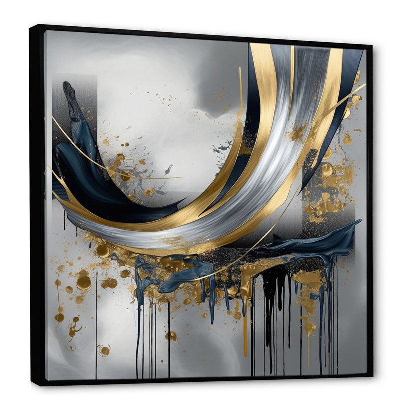 Shapes And Lines Abstract Marble V - impressions sur toile de marbre abstrait, H 24 po x l 24 po, Toile avec cadre flottant