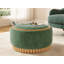 Repose-pieds de rangement rond de 29 po avec pieds en bois massif, table basse moderne avec couvercle réversible, structure en bois, repose-pieds en chenille pour le salon-752321946