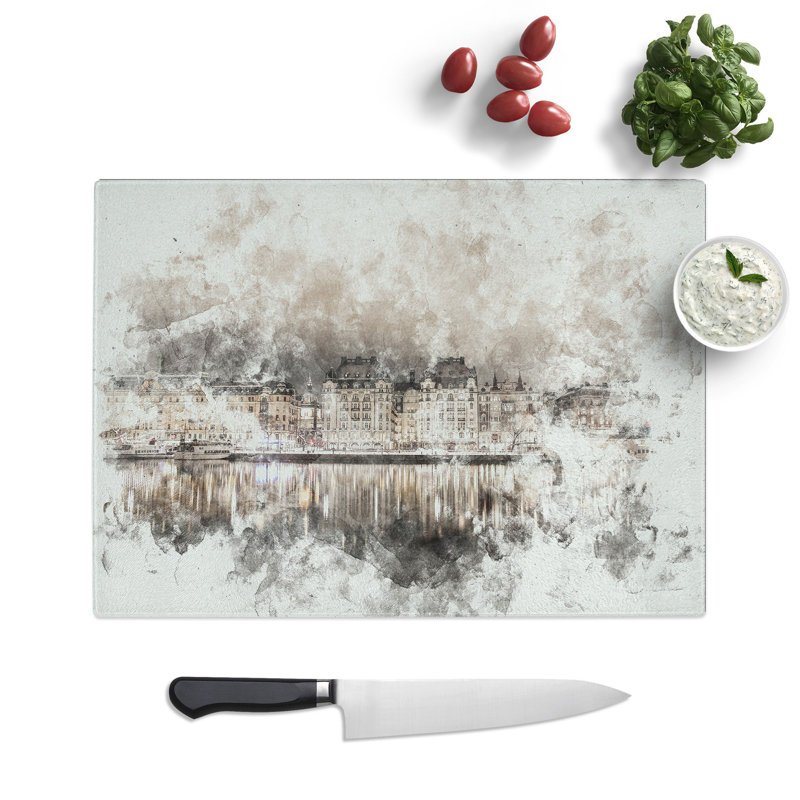 Tempered Glass Reflection of Stockholm in Sweden Chopping Board, 28.5 cm x 39 cm