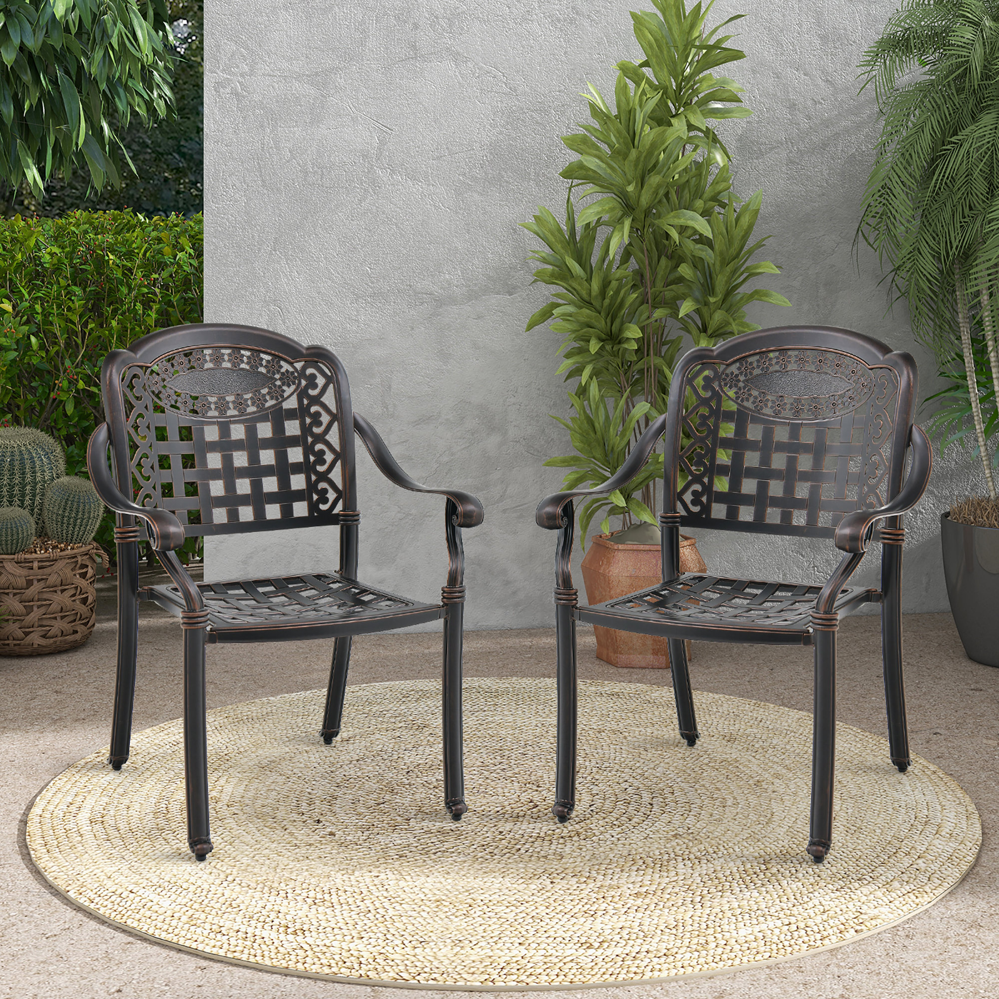 Astoria Grand 4 Pieces Cast Aluminum Patio Chair Bistro Dining Chair