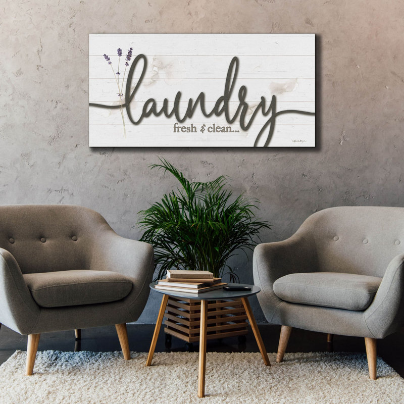  «Laundry Fresh & Clean» par Susie Boyer, art mural sur toile, 60 po x 30 po