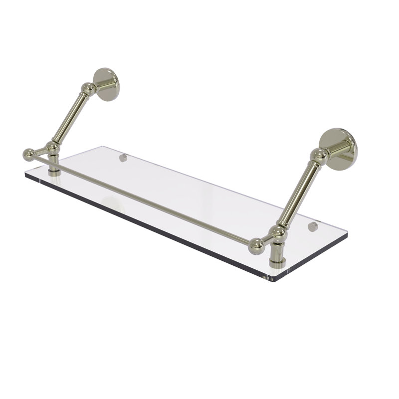 Tablette flottante Dalston avec barre de galerie, Nickel poli, H 8 po x l 24 po x P 8,6 po