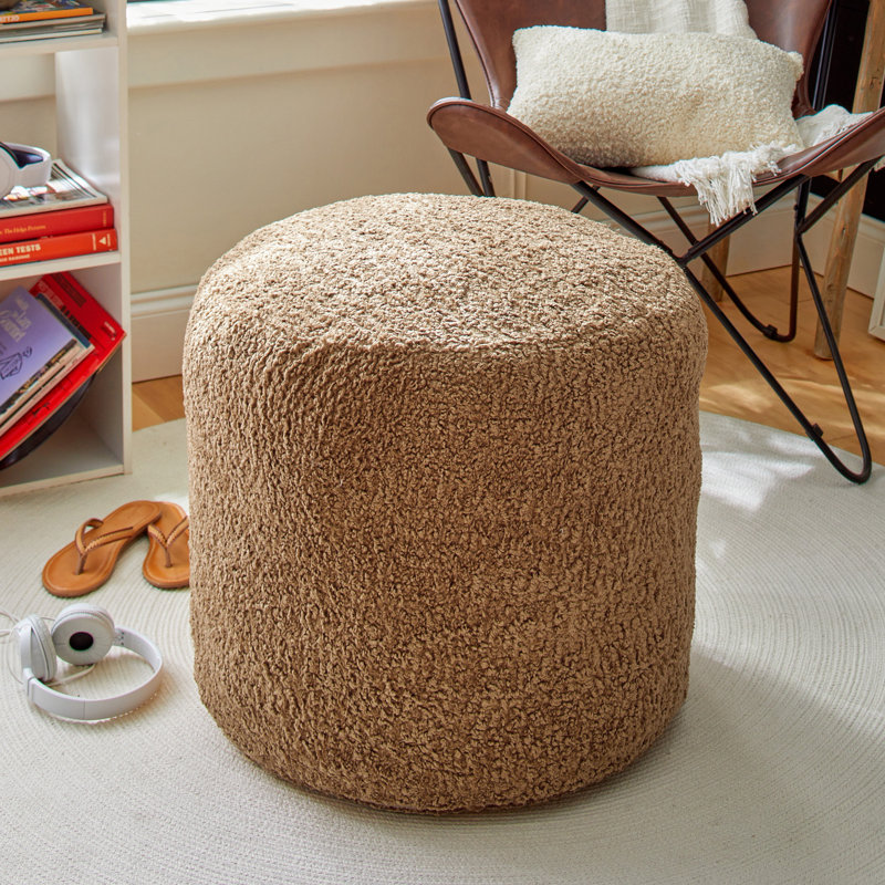 Lindke Upholstered Pouf, Zazzle Taupe 100% Polyester