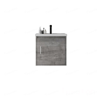 Meuble-lavabo flottant 20 po avec lavabo, porte à fermeture en douceur, lavabo en céramique, contreplaqué