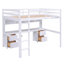Lit mezzanine avec bureau intégré, plusieurs armoires, tiroirs, plateau de chevet et station de charge pour un espace de vie et de travail amélioré-722387762