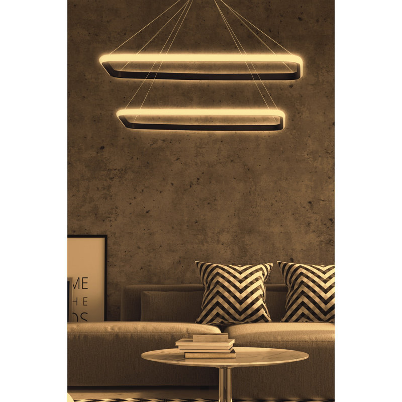 Adjustable Black Aluminium Chandelier, 16.5 x 11.8 inches & 21 x 15.7 inches | LED Socket, Warm Yellow Light (4000K) | Modern Design for Living Room, Dining Room & Entryway | Stylish & Durable Lighting Solution