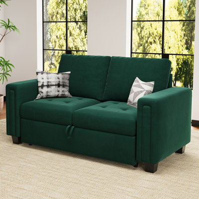 Velvet Modular Sectional Loveseat Sleeper Sofa With Pull Out Couch Bed For Living Room Apartment