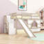 Lit mezzanine simple bas avec escalier de rangement, glissade et éclairage multicolore-934843604