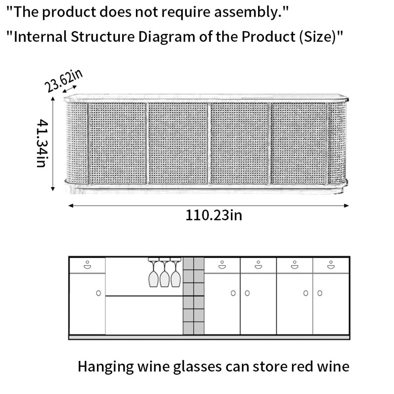 110.23-Inch Vintage Bar Counter Front Desk with Single Countertop, Wine Storage, and Lockable Drawers, Brown