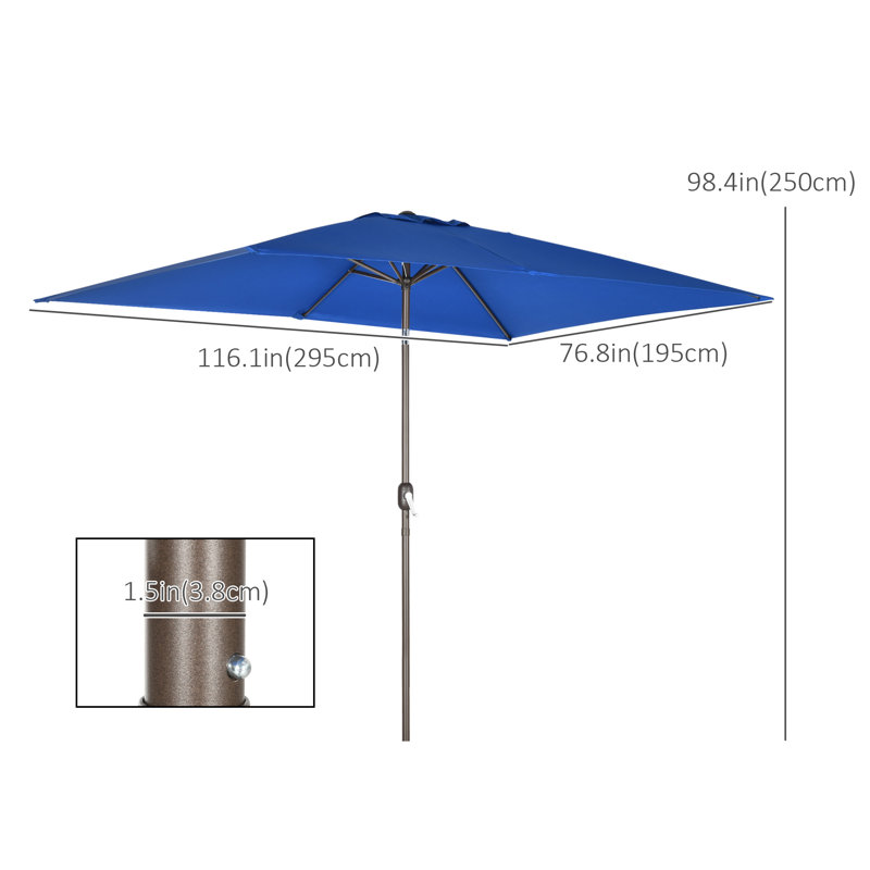 Parasol de marché rectangulaire 6 pi 4 po x 9 pi 8 po Murraghn, Bleu foncé