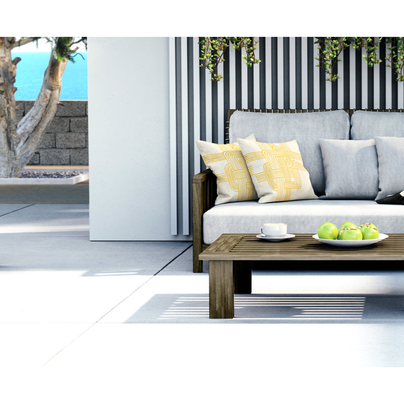 Jeté carré en polyester intérieur / extérieur, L 15 po x H 15 po, Jaune