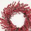 Décoration de Noël 22 po avec couronne de fleurs de houx rouges givrées